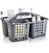 Haundry Plastic Shower Caddy Basket with 3 Compartments, Portable Divided Cleaning Supply Storage...