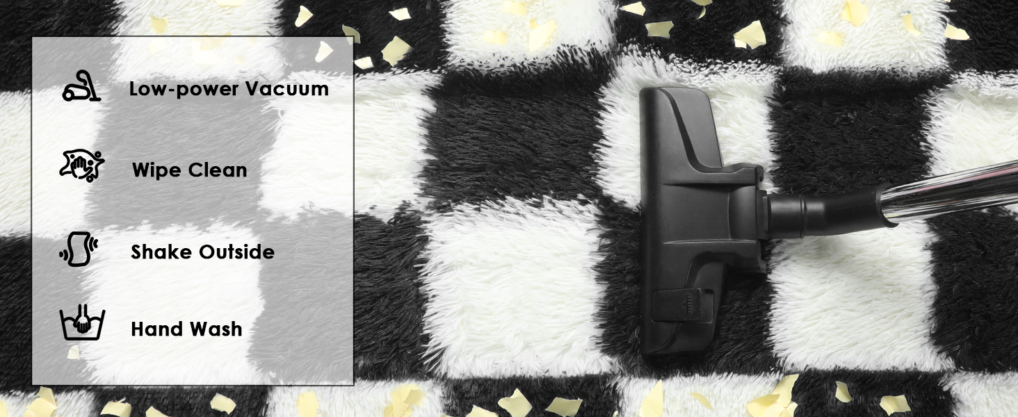 black white rug