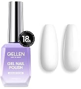 Gellen White Gel Nail Polish, 18ml Milky White Gel Polish Soak off Nail U V LED Cured, Chip Resis...