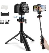 Kalofaye Camera Tripod Stand, Mini Desktop Aluminum Tripod Selfie Stick with Cold Shoe, 360° Ball...