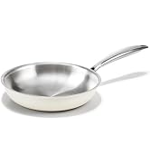 KITEXPERT 8" Tri-Ply Stainless Steel Frying Pan – PFOA-Free, Beige Ceramic Exterior, Stainless St...