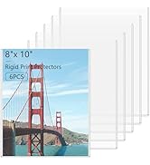 AKONEGE 6PCS 8" x 10" Rigid Print Protectors Clear Hard Plastic Page Sheet Protectors Photo Holde...