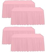 4 Pack Table Skirt 29 in x 14 ft Tablecloth Disposable Table Cover Reusable Stain Proof Plastic T...