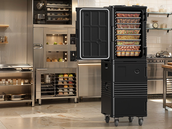 NT126-127Qt insulated food carrier with swivel casters