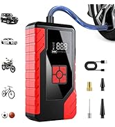 Portable Tire Inflator Air Compressor, 120PSI Digital Electric Air Pump with Auto Shut-Off, LED E...