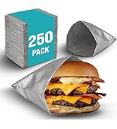 250 Pack Aluminum Foil Hamburger Bags – Grease-Resistant Burger Wrappers for Hot Sandwiches, Pani...