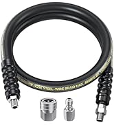 POHIR 4FT Pressure Washer Whip Hose 4800psi 3/8'' Steel Wire Braided with 3/8'' Quick Connect Plu...