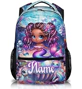 GIHSWE Girls Backpack, Custom 17" Mermaid School Backpacks for Kids Age 6-8, Personalized Aesthet...
