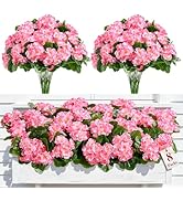 Alupssuc 8Pcs Artificial Geranium Flowers for Outdoors Decoration Silk Floral, UV Resistant Fake ...
