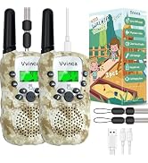 Vvinca Rechargeable Walkie Talkies for Kids 2 Pack, 5-7 Year Old Boy Toys Long Range 22 Channels ...