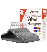 Gray Velvet Hangers 20 Pack – 360° Swivel Hook, Non-Slip and Space Saving Hangers, Heavy-Duty 11 ...