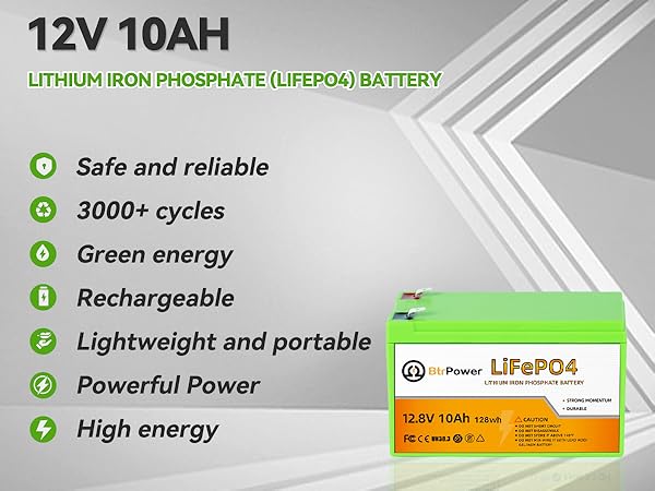 12V 10Ah Lithium Iron Phosphate Battery