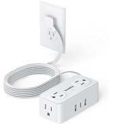 6.5 Ft Power Strip with 4 Outlets 3 USB Ports Extension Cord, Flat Plug Charging Station for Home...