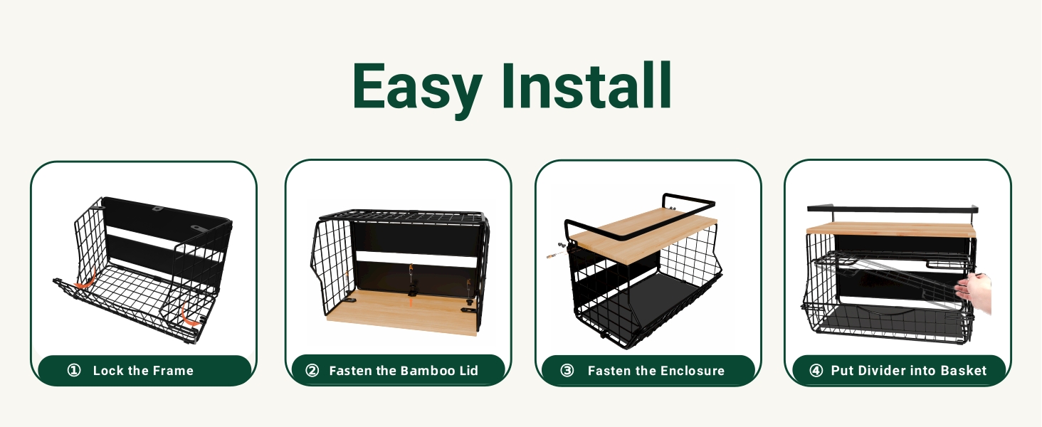 magnetic shelf for fridge with wood lid, fruit potato and onion storage bins, pantry organizers