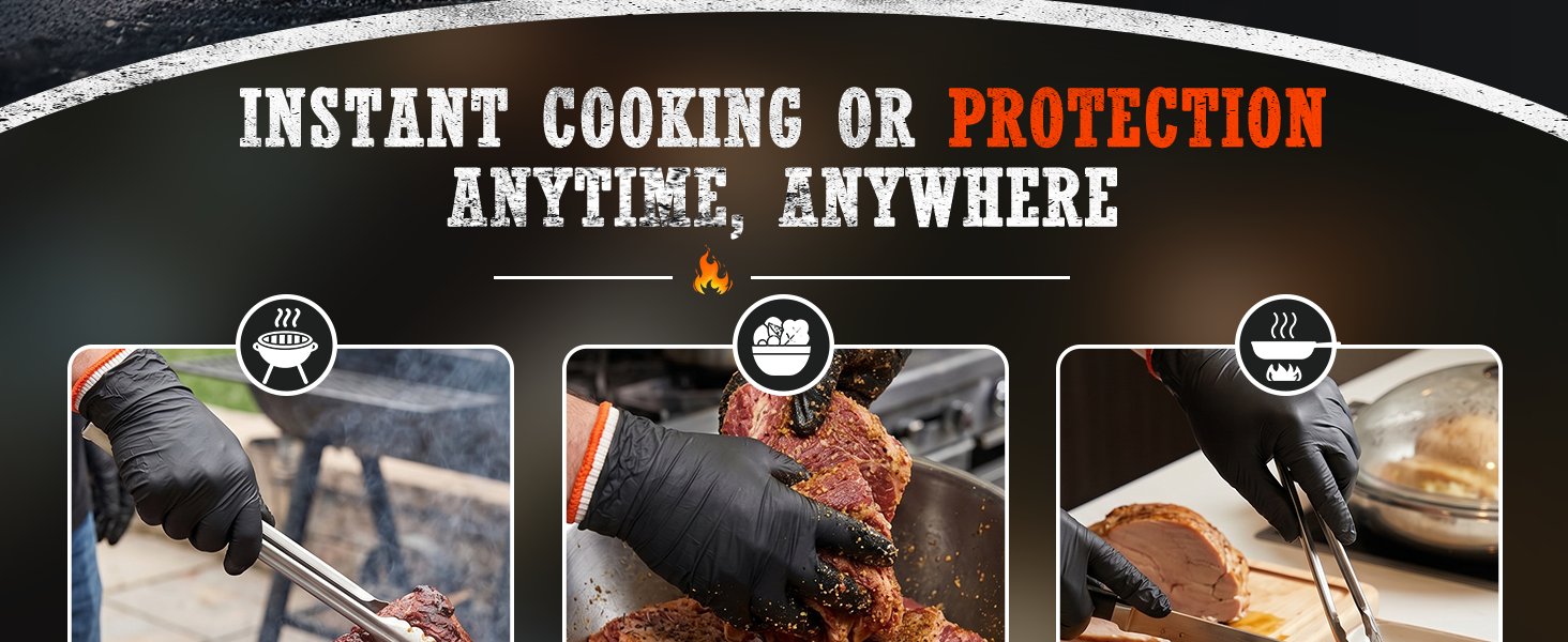 ayer cotton liner under nitrileglove for dual heat protection when grilling,smoking,pulling hot meat
