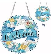 Muzagroo Art Welcome Sign Diamond Art Kits for Adults, 5D Diamond Hanging Ornament Kits for Front...