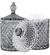 rejomiik 2 Pack Qtip Holder Glass Apothecary Jars with Lid for Bathroom Canisters Dispenser Decor...