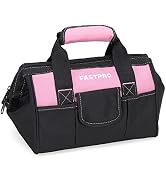 FASTPRO 12-Inch Pink Tool Bag,Zip-top Wide Mouth Open Storage, 600D Polyester Fabric Material for...