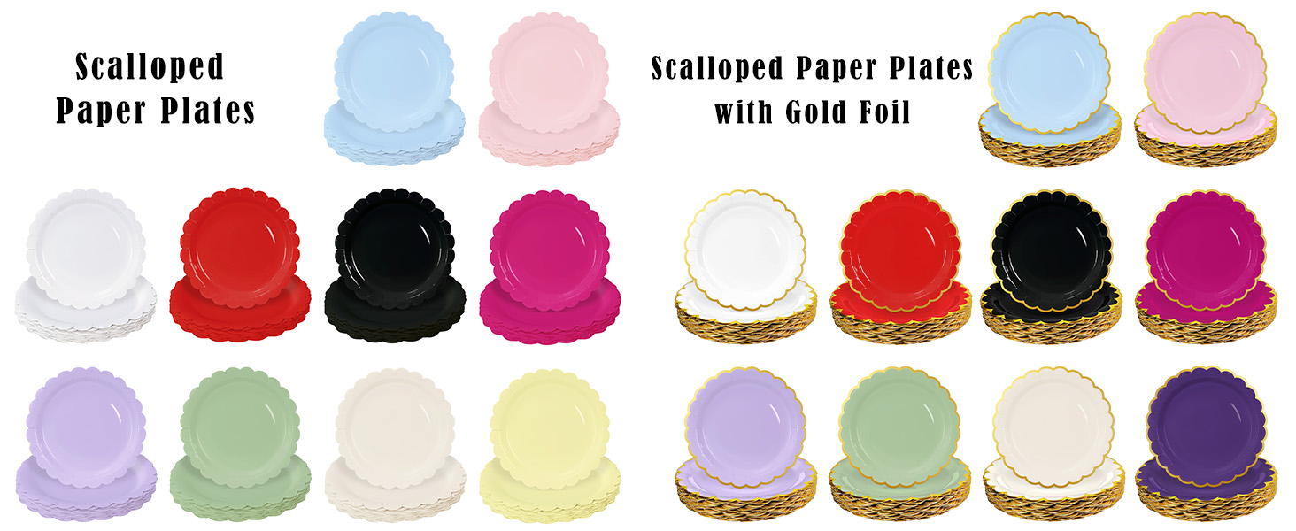 scalloped paper plates disposable dinner plates party plates birthday plates dessert plate gold foil
