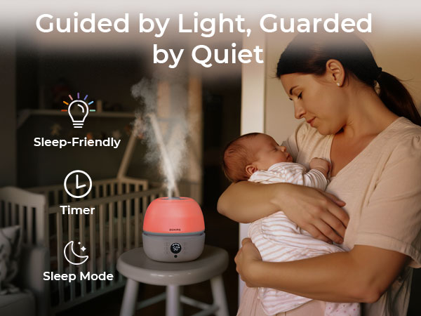 humidifier with 7 color night light & timer & sleep mode
