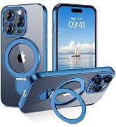 GUAGUA for iPhone 15 Pro Max Case with Stand, Magnetic Clear Cases Invisible Ring Holder Slim Sho...