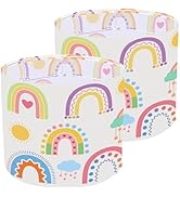 PRESSINART 2Pcs Rainbow Color Lamp Shade 13 x 10 Inch Drum Lampshades for Table Lamps Cute Cartoo...