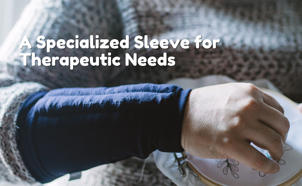 elderly person wearing weighted sleeves to help with fine motor control