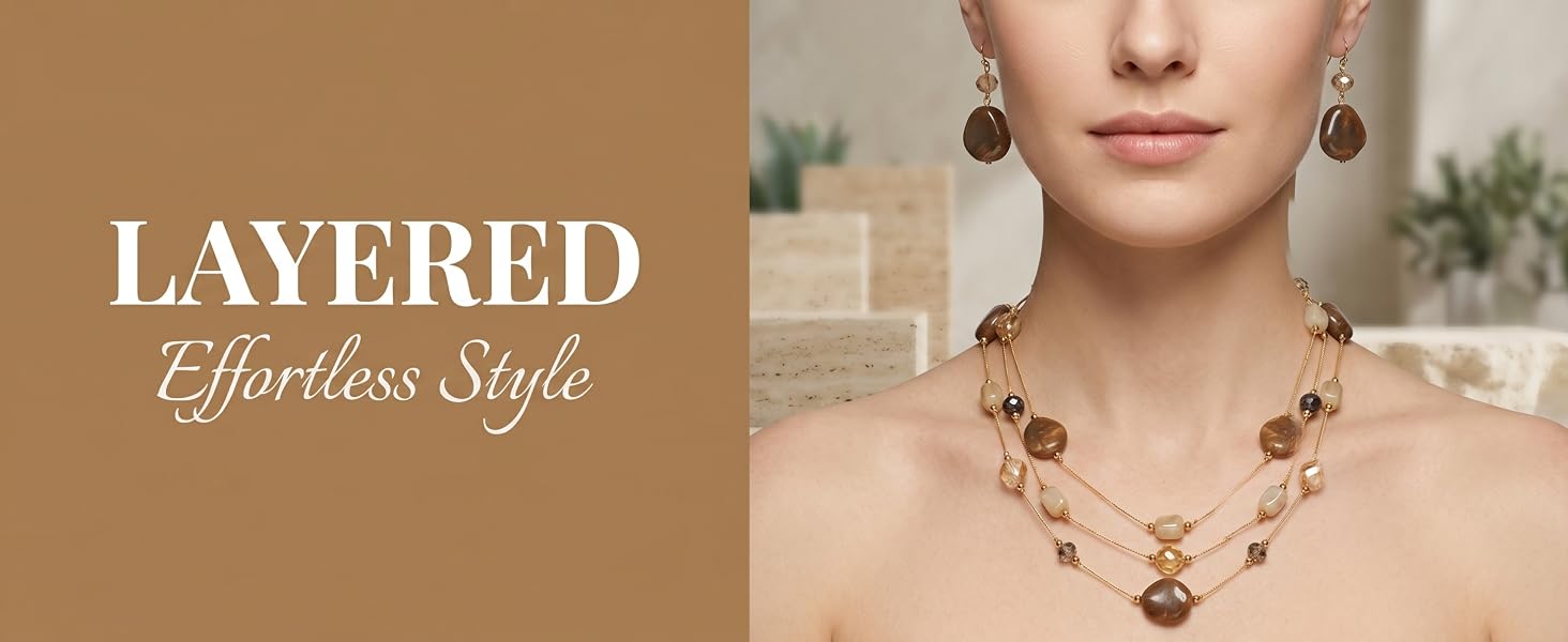 Coiris Layered Chunky Statement Necklace for Women