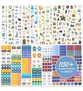 RISYPISY Planner Stickers for Work with Holographic Vinyl for Adults | 14 Sheets / 1150+ Workday ...