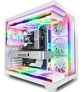 MUSETEX Y6 PC Case, Pre-Installed 7 Infinity Mirror PWM ARGB Fans, ATX Mid Tower Computer Case, G...