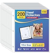 KTRIO Heavyweight Sheet Protectors 5.5 x 8.5 inch, Clear Page Protector for Mini 3 Ring Binder, P...
