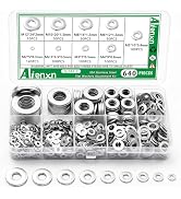 Aienxn 640PCS Flat Washers Assortment Kit, 9 Metric Sizes- M2, M2.5, M3, M4, M5, M6, M8, M10, M12...