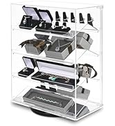 MOOCA Premium 360-Degree Rotating Acrylic Eyewear Showcase with 4 Removable Shelves and Key Lock,...