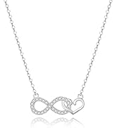 BriLove Dainty Elegant 925 Sterling Silver Cubic Zirconia Infinity Endless Love Heart Pendant Cho...