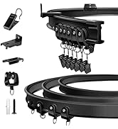 Ceiling Curtain Track, Flexible Bendable Curtain Track 10Ft Black Curved Curtain Rail Ceiling Wal...