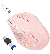 TECKNET Wireless Mouse Jiggler, USB-C Rechargeable Mouse, Silent Mouse Quiet Click, Build-in Mous...