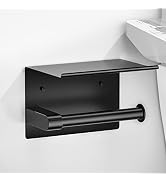 ASTOFLI Toilet Paper Holder with Shelf, Rustproof SUS304 Matte Black Toilet Paper Holder Wall Mou...