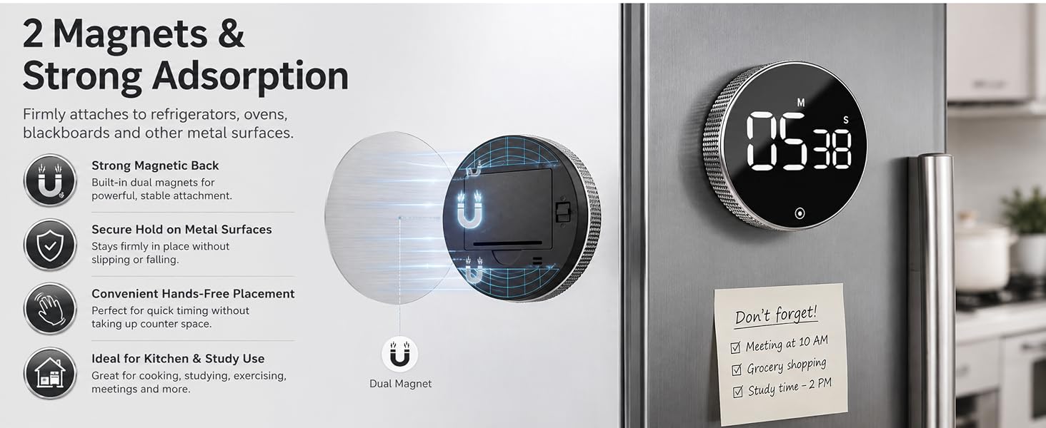 digital kitchen timer, countdown timer, magnetic kitchen timer, digital countdown clock, SPN-RECPP