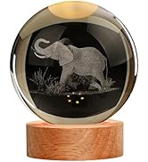 JANARARY Large 3D Elephant Lamp Crystal Ball Night Light, 16 Color Changing with Remote Control f...