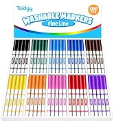Toidgy 200 PCS Washable Markers for Kids, Colored Markers Bulk for School, Thin Marker Set in 10 ...