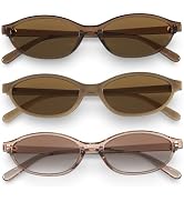 QALLY Retro Oval Womens Sunglasses Cat Eye Sunglasses for Women: Chic 90s Sunnies Lightweight Tre...