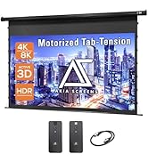 Akia Screens 105 inch Motorized Projector Screen Tensioned 16:9 Retractable Projector Screen Indo...