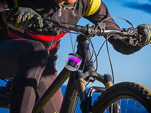 a close up of a person's bike's handlebars