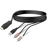 192KHz HDMI eARC/ARC to RCA Audio Converter for TV to Soundbar, Plug & Play 3.4ft/1.05m eARC to R...