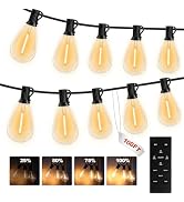 AODLEDY 90+10FT Festoon Lights Outdoor,39+2 Shatterproof Bulbs, String Lights Mains Powered,Dimma...
