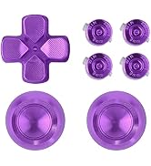 eXtremeRate Purple Aluminum Analog Thumbsticks & Bullet Buttons & D-pad Replacements Kits Metal B...