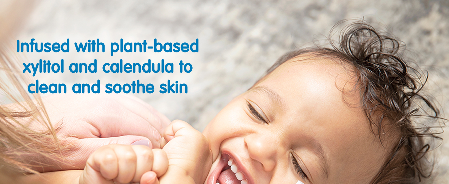 infused with plant-based xylitol and calendula to clean and soothe skin