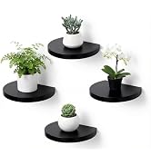 MITREL Small Wood Floating Shelves (4-Pack, 6-inch Diameter) - Round Sturdy Invisible Wall Mount ...