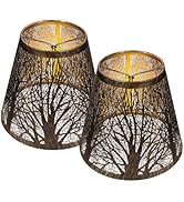 Small Lamp Shades Set of 2 Clip On Bulb, Barrel Metal Lampshades for Table Chandeliers Wall Floor...