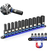 SEESII 1/2" Impact Socket Set with Magnetic Organizer, 11pcs CR-MO Deep Metric (10-24mm), 6-Point...